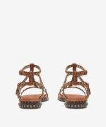 Sandalo Alla Schiava Ash in Camoscio Marrone Bruciato con Borchie h 2 cm art. Ash Precious Tajine Antic Brass Studs - immagine 3