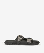 Sandalo Doppia Fascia Ash in Pelle Nera con Fibbia h 2,5 cm art. Ash Twister Black