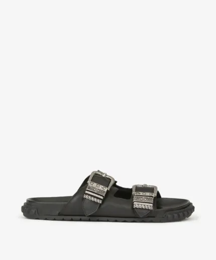 Sandalo Doppia Fascia Ash in Pelle Nera con Fibbia h 2,5 cm art. Ash Twister Black