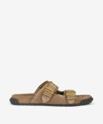 Sandalo Doppia Fascia Ash in Camoscio Beige con Fibbia h 2,5 cm art. Ash Twister Fandango