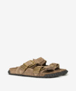 Sandalo Doppia Fascia Ash in Camoscio Beige con Fibbia h 2,5 cm art. Ash Twister Fandango - immagine 2