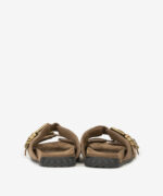 Sandalo Doppia Fascia Ash in Camoscio Beige con Fibbia h 2,5 cm art. Ash Twister Fandango - immagine 3