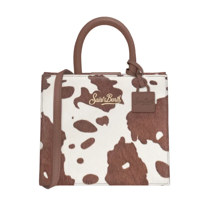 Borsa A Mano Piccola con Tracolla Mc2 Saint Barth In Cavallino Muccato art. Shop Bag Mini Cow Brushed Leather 1018, foto 1 di 1