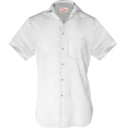 Camicia in Lino Manica Corta Mc2 Saint Barth Bianca art. Sifnos Linen 01 White