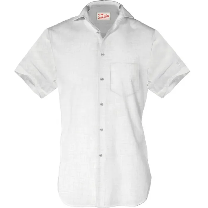 Camicia in Lino Manica Corta Mc2 Saint Barth Bianca art. Sifnos Linen 01 White, foto 1 di 1