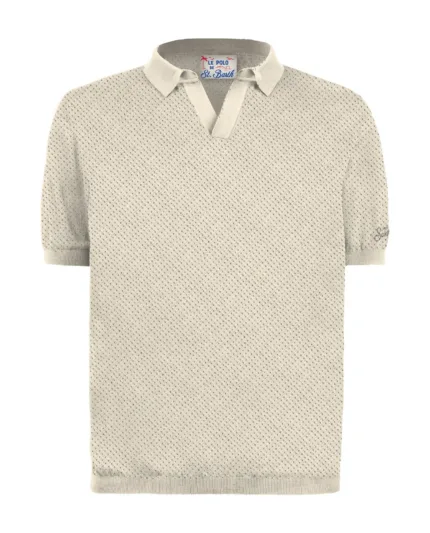 Polo Skipper in Cotone Traforato Mc2 Saint Barth Crema art. Sloan Mesh Cotton 10L Cream