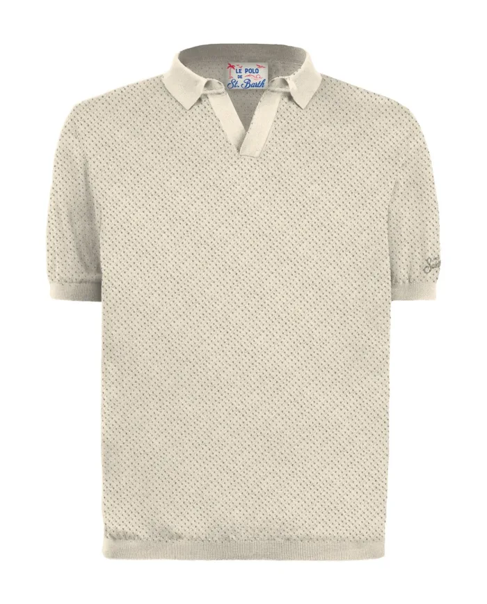 Polo Skipper in Cotone Traforato Mc2 Saint Barth Crema art. Sloan Mesh Cotton 10L Cream, foto 1 di 1