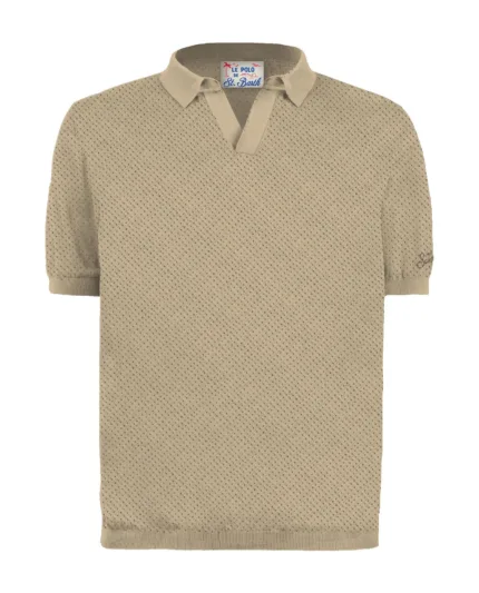 Polo Skipper in Cotone Traforato Mc2 Saint Barth Beige art. Sloan Mesh Cotton 11 Beige
