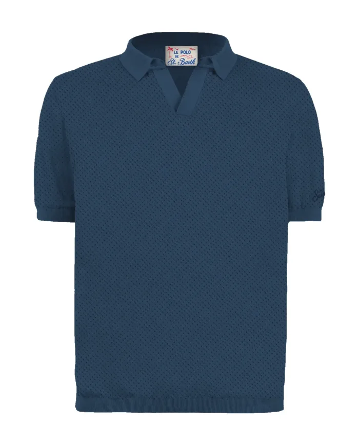 Polo Skipper in Cotone Traforato Mc2 Saint Barth Blu Navy art. Sloan Mesh Cotton 61 Blue Navy, foto 1 di 1