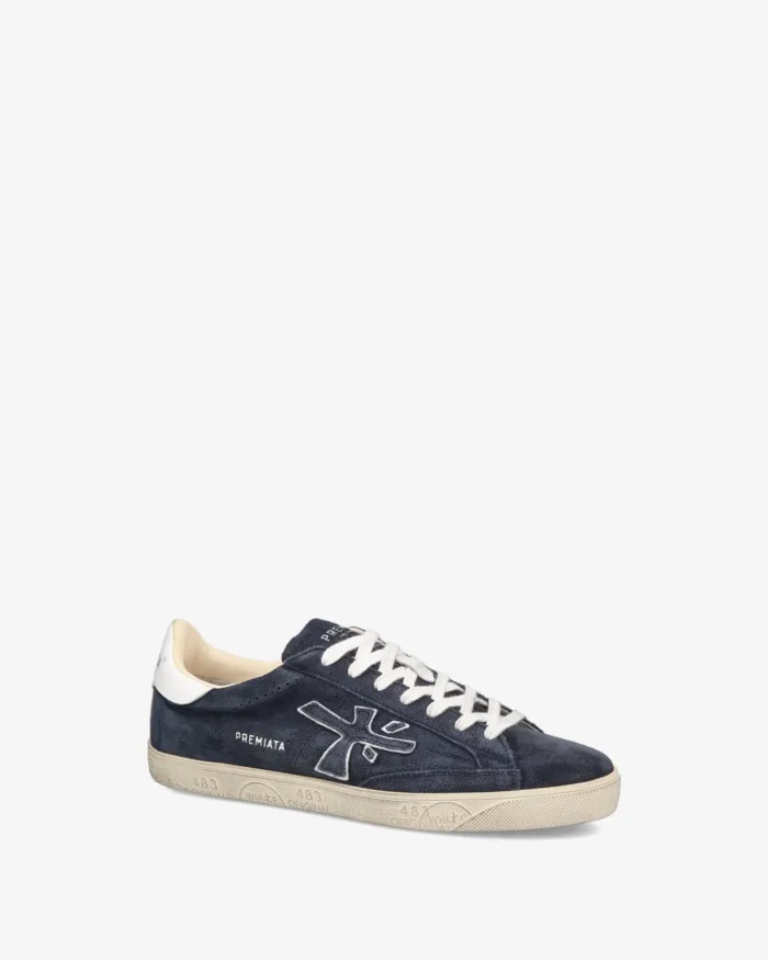 Sneakers Premiata Uomo in Camoscio Blu art. Steven 6643, foto 2 di 4