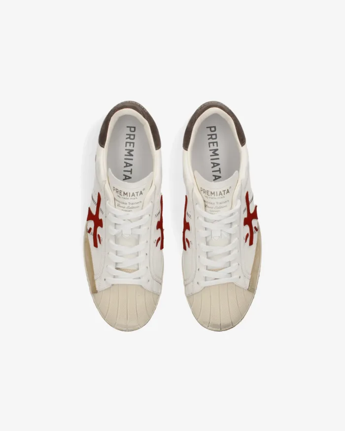 Sneakers Premiata Uomo in Pelle Avorio e Camoscio Beige art. Steven 8044, foto 4 di 4