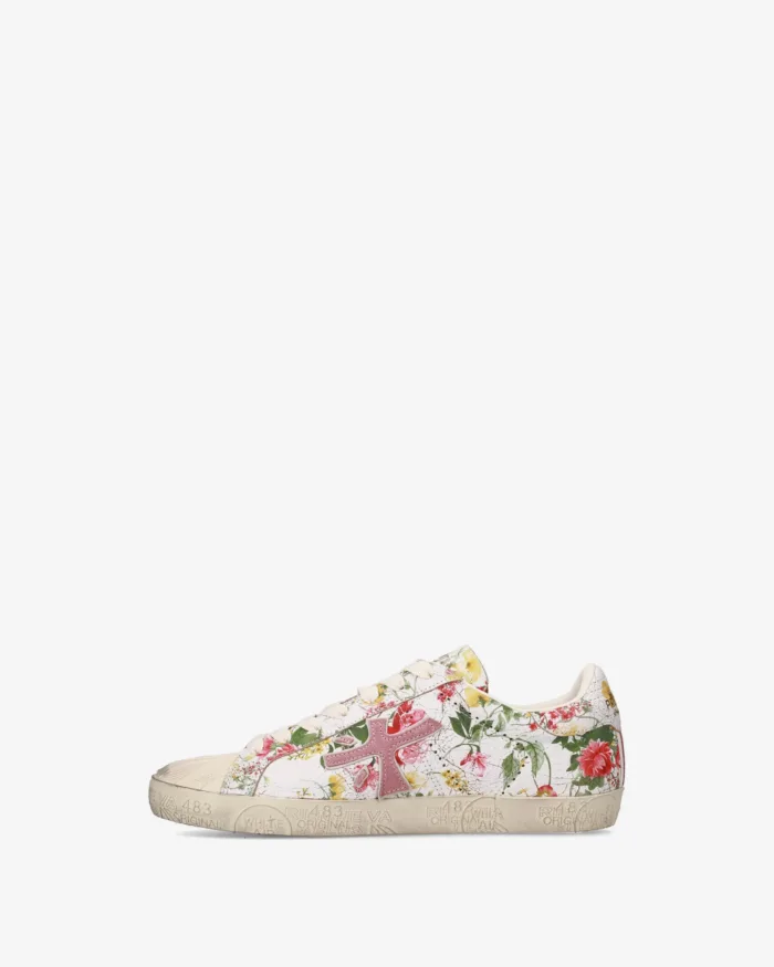 Sneakers Premiata Donna in Pelle Stampata Fiorata art. Stevend 8056, foto 3 di 4
