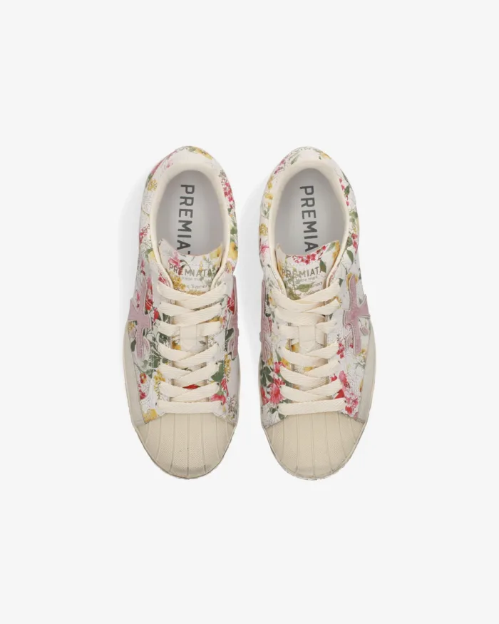 Sneakers Premiata Donna in Pelle Stampata Fiorata art. Stevend 8056, foto 4 di 4