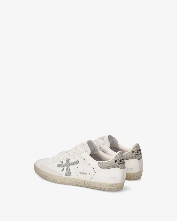 Sneakers Premiata Donna in Pelle Avorio e Strass art. Stevend 8127, foto 5 di 5
