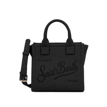 Borsa A Mano Piccola con Tracolla Mc2 Saint Barth In Pelle Nera art. Vanity Bag Mini Grain Leather SB 00