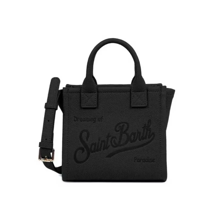 Borsa A Mano Piccola con Tracolla Mc2 Saint Barth In Pelle Nera art. Vanity Bag Mini Grain Leather SB 00, foto 1 di 1