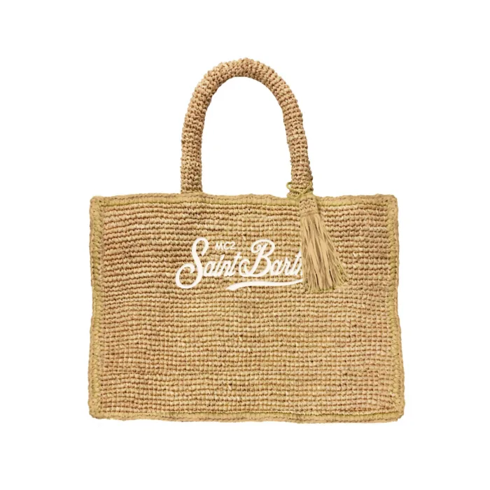 Borsa A Mano Piccola con Tracolla Mc2 Saint Barth In Rafia Beige art. Vanity Mini Raffia 11 Essential EMB, foto 1 di 1