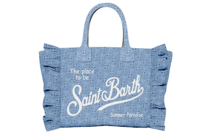 Borsa a mano Piccola Mc2 Saint Barth Azzurra art. Vanity Mini Volant Cotton Mini Flowers Embry 36 EMB, foto 1 di 1