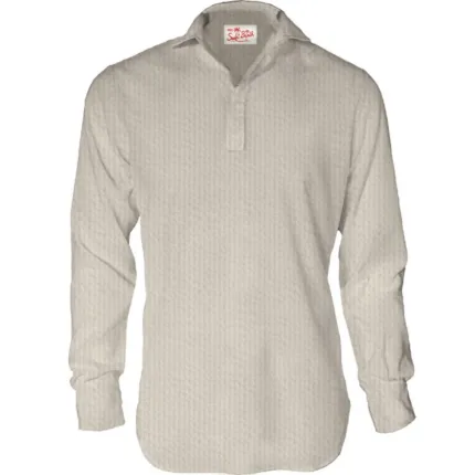 Polo Skipper in Cotone Senza Bottoni Uomo Mc2 Saint Barth Beige Chiaro art. Ventotene Cotton Goffer 10H Grain