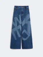 Jeans MaxMara Weekend  in denim autentico cotone blu con maxilogo centrale art. WKDVORTICE