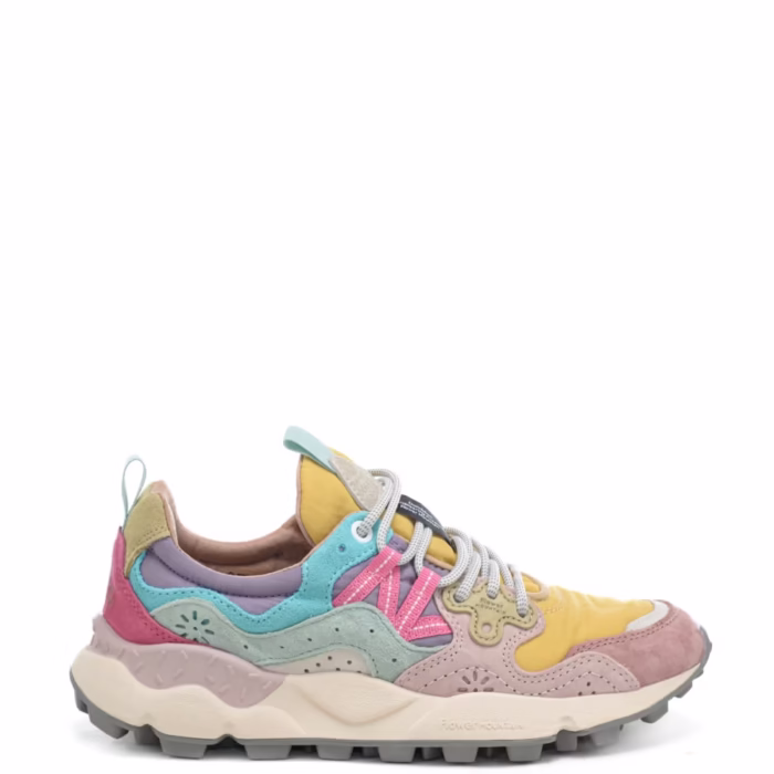 Sneakers Flower Mountain Donna in Camoscio Rosa e Nylon Giallo Ocra art. Yamano 3 Woman 1H07 Pink Ocher, foto 1 di 3