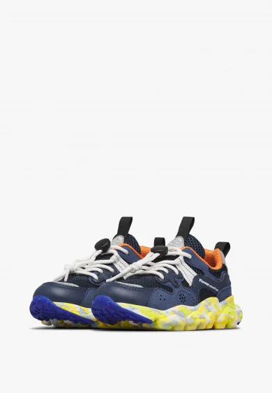 Sneakers Flower Mountain For Naturino Kids in Pelle e Mesh Blu art. Yamano 3 Junior 1C41 Azure, foto 3 di 5