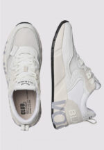 Sneakers Voile Blanche Uomo in Pelle Bianca e e Mesh Bianco art. Club 01 0N01 White - immagine 3
