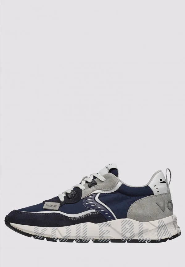 Sneakers Voile Blanche Uomo in Camoscio Blu e Nylon Blu art. Club 01 1C05 Blu Grey, foto 1 di 5