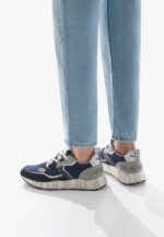 Sneakers Voile Blanche Uomo in Camoscio Blu e Nylon Blu art. Club 01 1C05 Blu Grey - immagine 2