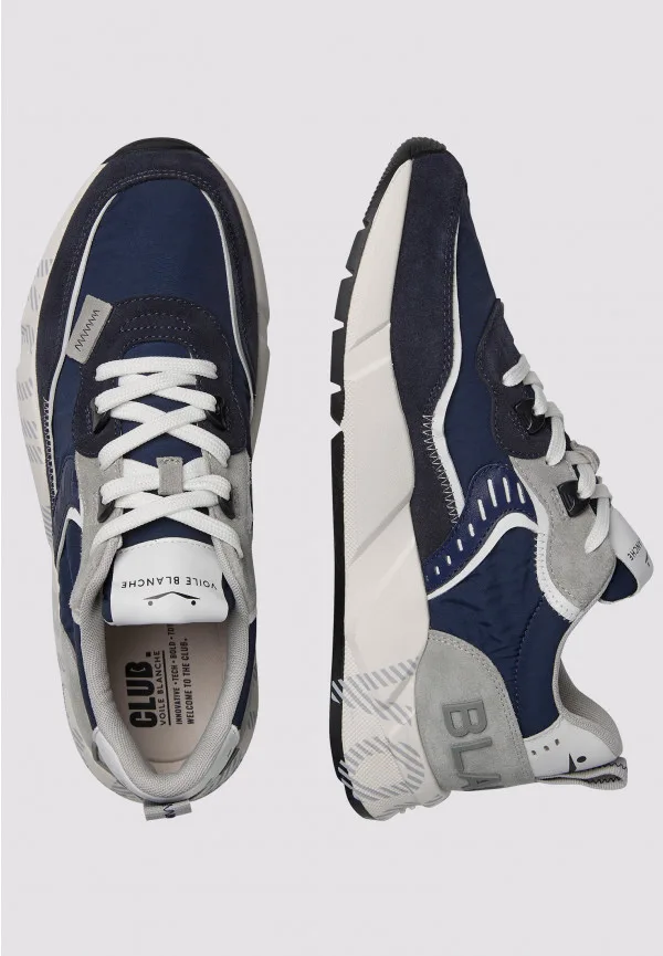 Sneakers Voile Blanche Uomo in Camoscio Blu e Nylon Blu art. Club 01 1C05 Blu Grey, foto 3 di 5