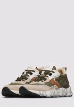 Sneakers Voile Blanche Uomo in Camoscio Beige e Nylon Verde art. Club 01 2E41 Beige Army Green - immagine 3