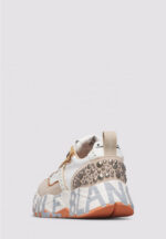 Sneakers Voile Blanche Donna in Camoscio Beige e Nylon Bianco Dettagli Borchie art. Club 105 2E42 Light Biege White - immagine 4
