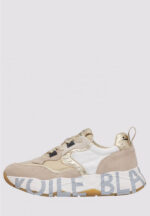 Sneakers Voile Blanche Donna in Camoscio Beige e Nylon Bianco art. Club 105 2E63 Light Beige Platinum