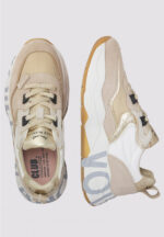 Sneakers Voile Blanche Donna in Camoscio Beige e Nylon Bianco art. Club 105 2E63 Light Beige Platinum - immagine 2