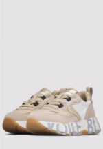 Sneakers Voile Blanche Donna in Camoscio Beige e Nylon Bianco art. Club 105 2E63 Light Beige Platinum - immagine 3