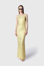 Abito Donna Tubino Lungo Twentyfourhaitch in Jersey Strass Giallo Art. Helios