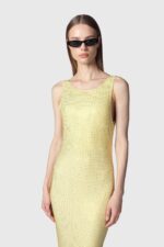 Abito Donna Tubino Lungo Twentyfourhaitch in Jersey Strass Giallo Art. Helios - immagine 3