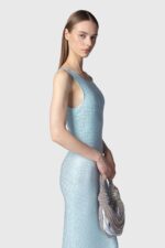Abito Donna Tubino Lungo Twentyfourhaitch in Jersey Strass Celeste Art. Helios Polvere - immagine 3