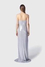 Abito Donna Lungo Twentyfourhaitch in Jersey Argento Spalmato Art. Nosy - immagine 2