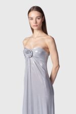 Abito Donna Lungo Twentyfourhaitch in Jersey Argento Spalmato Art. Nosy - immagine 3
