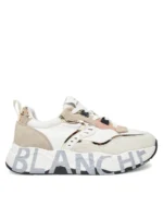 Sneakers Voile Blanche Donna in Camoscio Beige e Nylon Bianco art. Club 105 1N61 Off White Sand Platinum