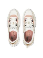 Sneakers Voile Blanche Donna in Camoscio Beige e Nylon Bianco art. Club 105 1N61 Off White Sand Platinum - immagine 4