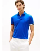 Polo Slim Fit in Maglina Cotone Uomo Tommy Hilfiger Blu Elettrico art. MW0MW42743 C7F