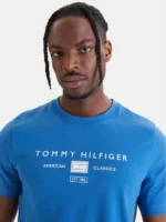 T-shirt regular fit in Jersey Uomo Tommy Hilfiger Blu Denim con Logo art. MW0MW42365 C4U - immagine 3