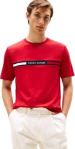 T-shirt regular fit in Jersey Uomo Tommy Hilfiger Rossa con Logo ricamato art. MW0MW36498 XLD