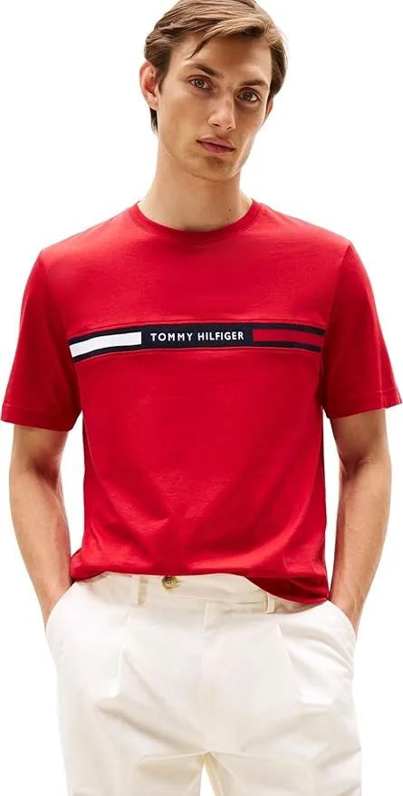 T-shirt regular fit in Jersey Uomo Tommy Hilfiger Rossa con Logo ricamato art. MW0MW36498 XLD, foto 1 di 3