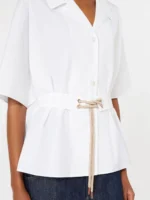 Camicia 'S MaxMara sahariana in popeline di cotone color bianco art. SMMCARISMA - immagine 4