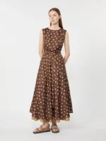 Abito 'S MaxMara in twill di seta fantasia pois color marrone art. SMMMARTINA - immagine 5