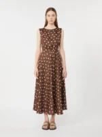 Abito 'S MaxMara in twill di seta fantasia pois color marrone art. SMMMARTINA - immagine 2