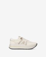 Sneakers Premiata Donna in Camoscio e Nylon Avorio Back Pitonato art. Bethcoin 8145